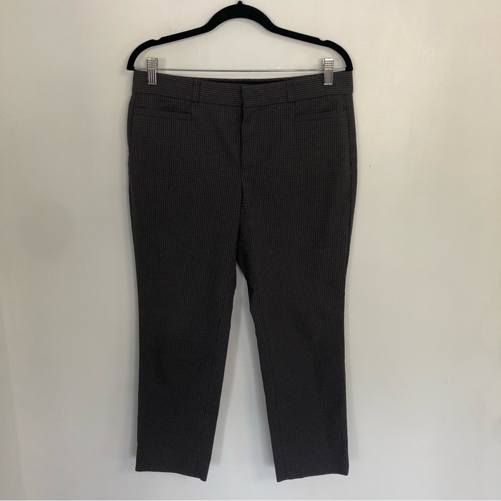 BANANA REPUBLIC Women Brown Silver Stripes Capri Pant Sz 8 Petite